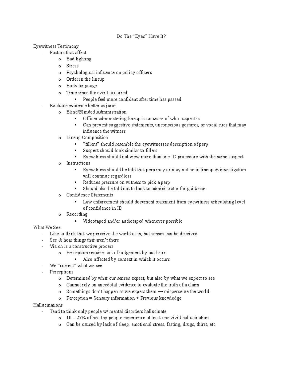 Do The Eyes Have It Medina Do The “Eyes” Have It? Eyewitness