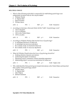Psych 1001 Midterm 1 Study - PSYCHOLOGY MIDTERM UNIT 1: The Evolution ...