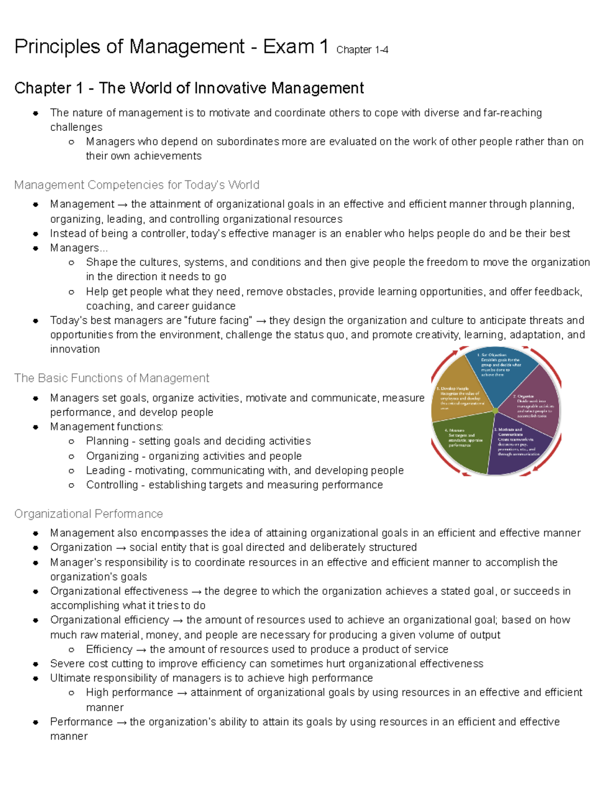 Principles Of Management Exam 1 Chapter 1 - Studocu