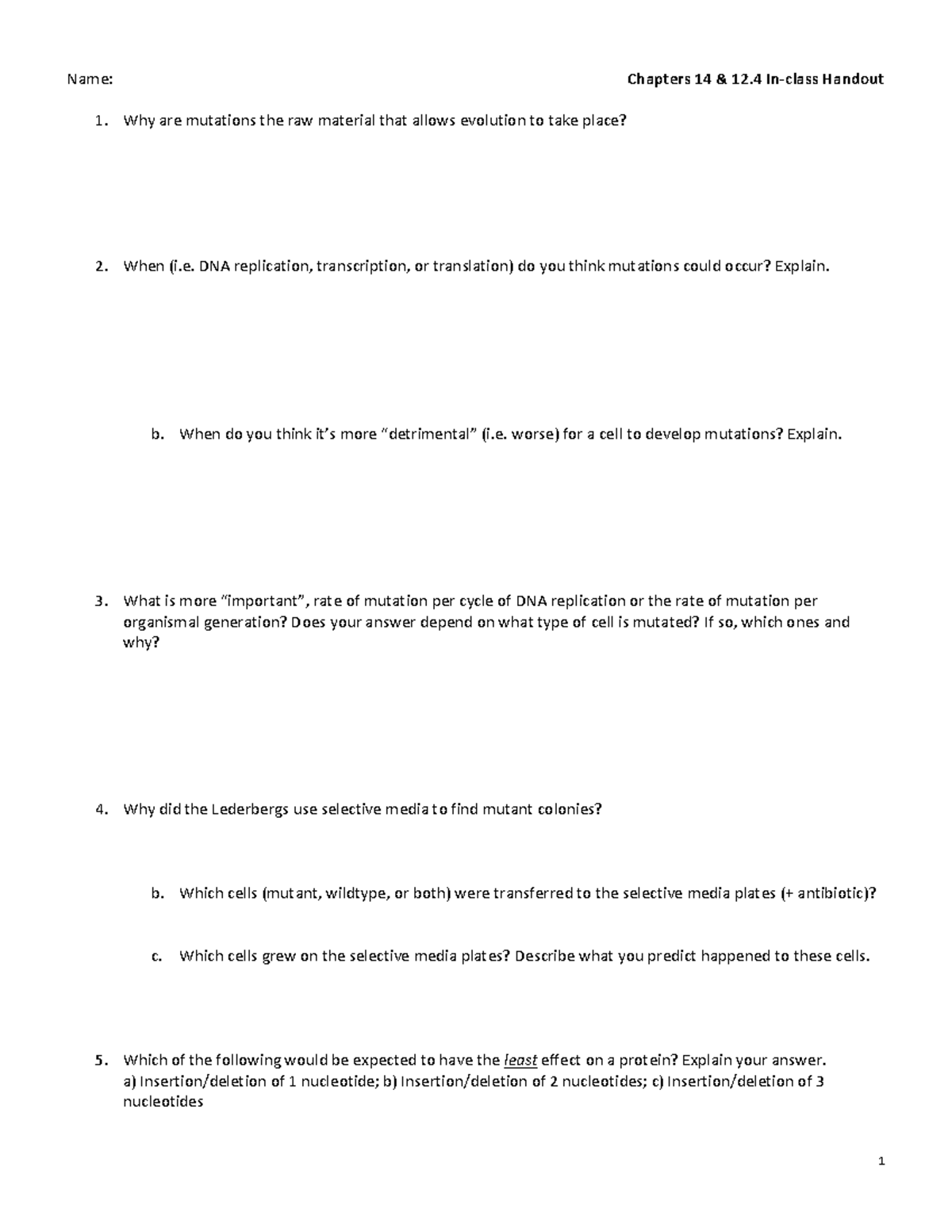 10 Ch14 & 12.4 handout - Ggt - Name: Chapters 14 & 12 In-class Handout ...