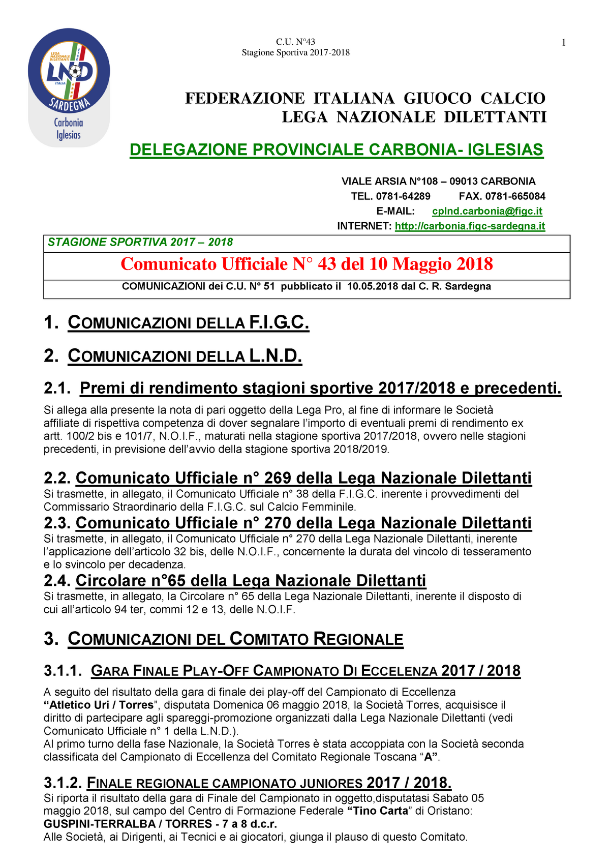 Figc Sardegna Comunicati 19