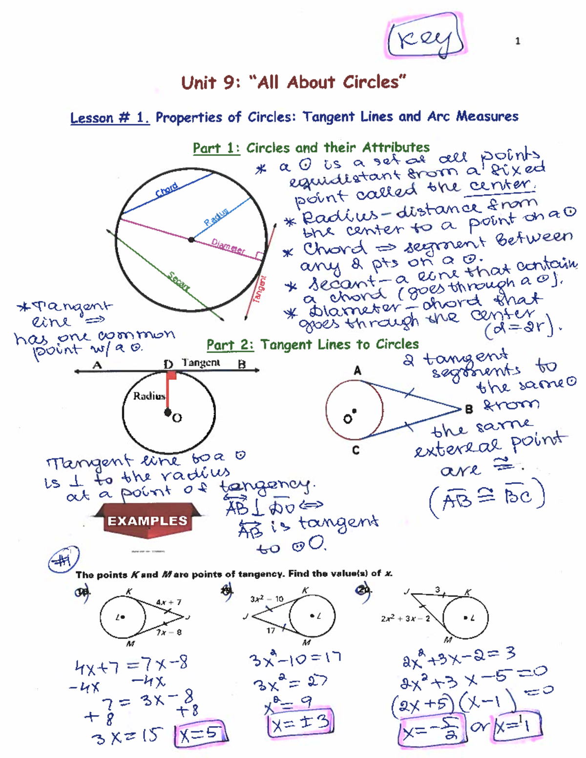 geometry unit 1 lesson 9 homework answers