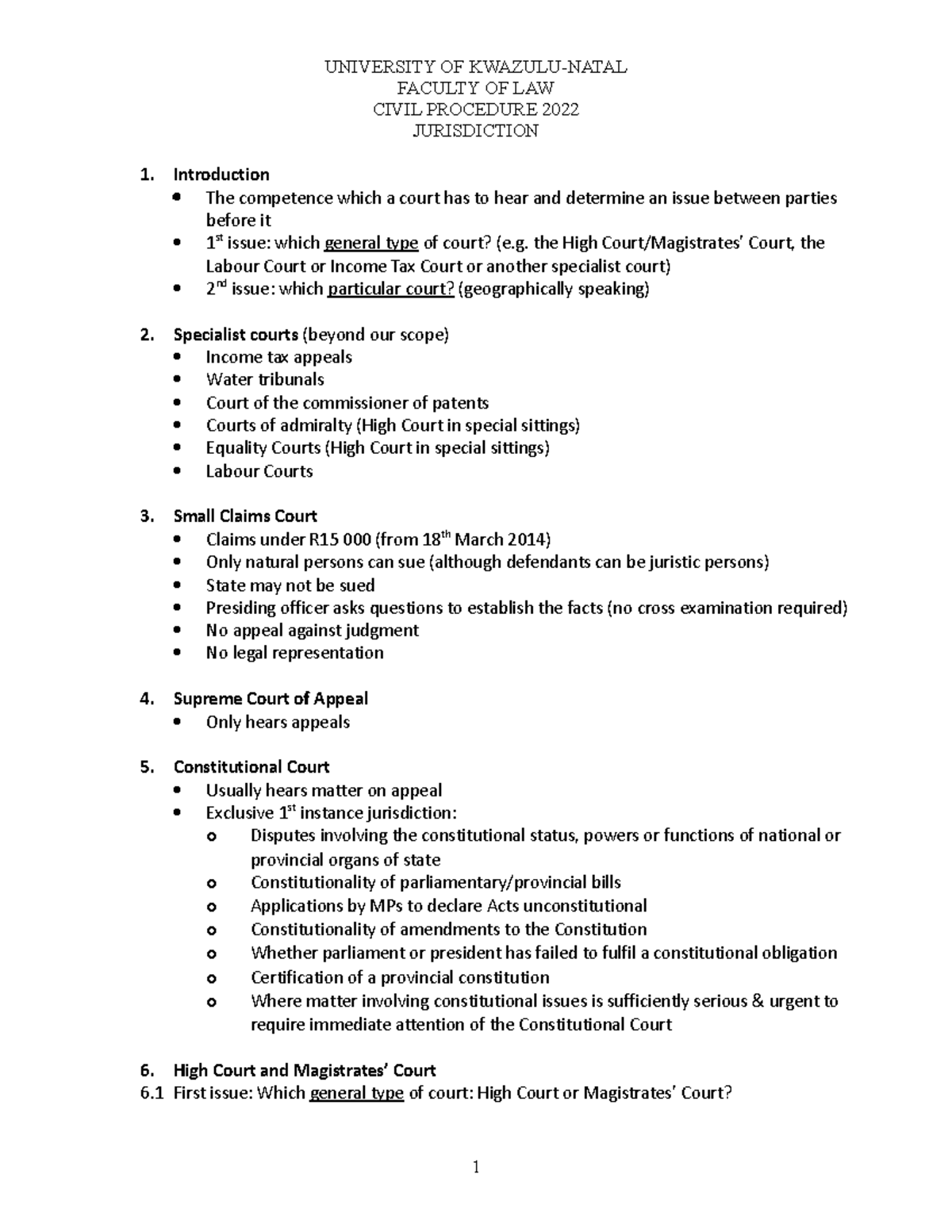 4 - Jurisdiction 2022 - notes to help understand juris - FACULTY OF LAW ...