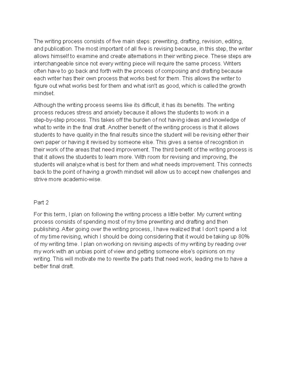 Writing process disscussion - The writing process consists of five main ...