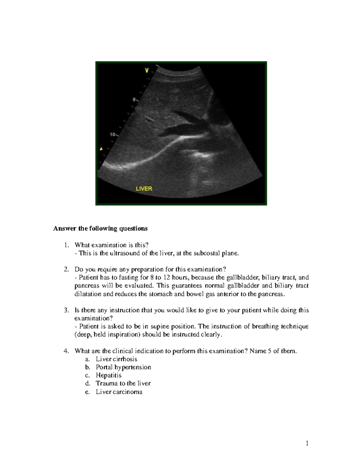 Question And Answer For Ultrasound Course Test - Answer The Following ...