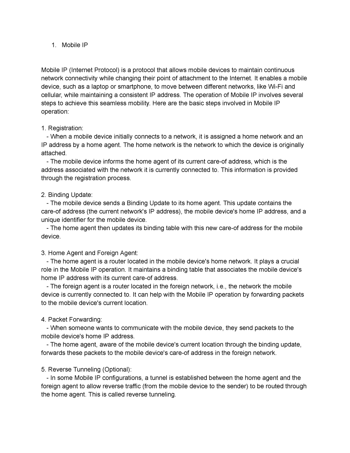 Wsm ct3 last min prep - Mobile IP Mobile IP (Internet Protocol) is a ...