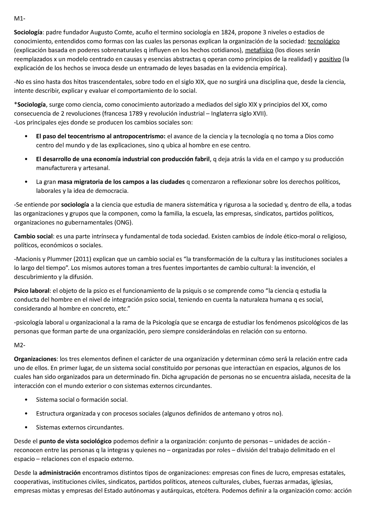 Resumen M1 M2 M1 Sociología Padre Fundador Augusto Comte Acuño El Termino Sociología En 