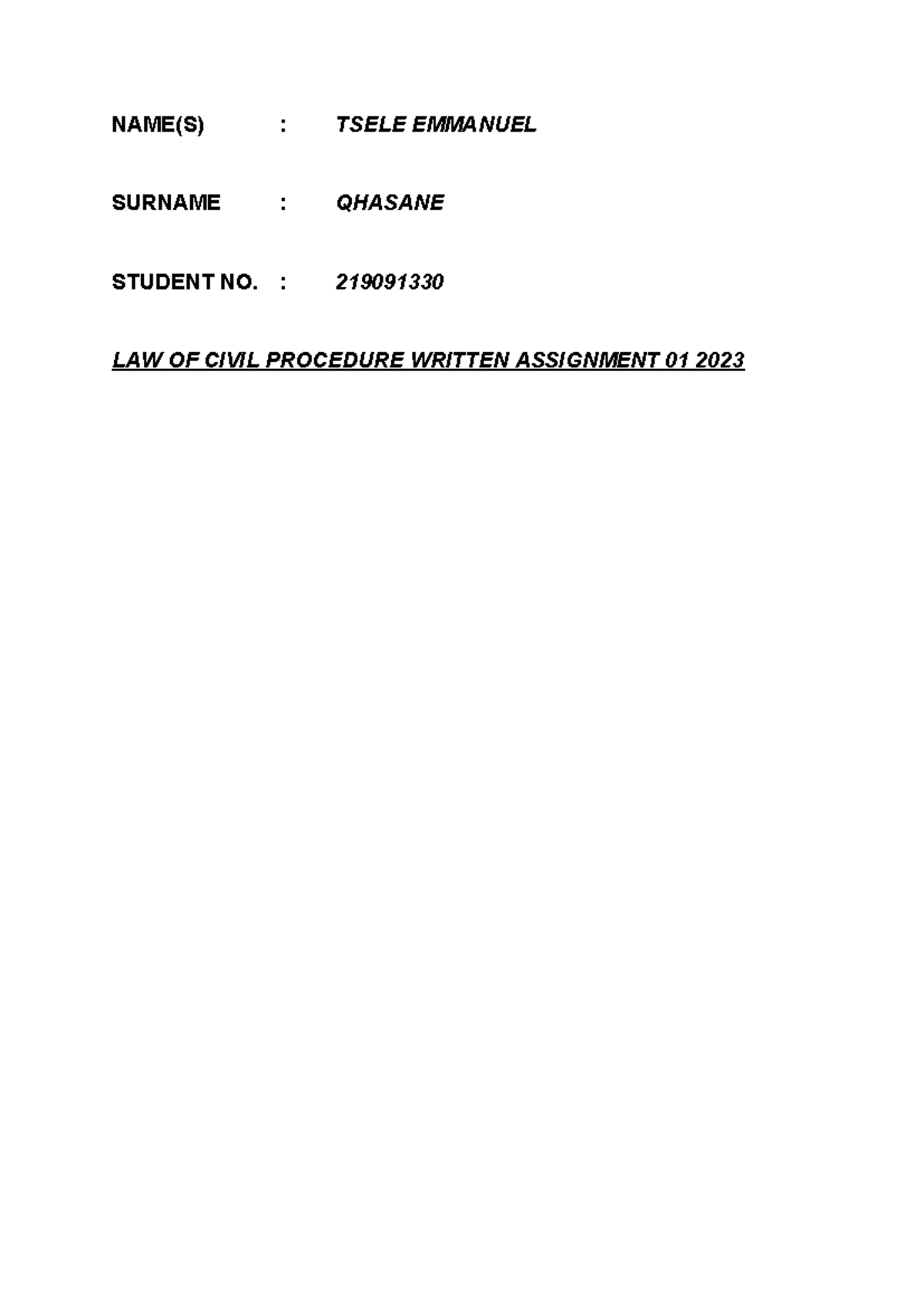 Letter of demand 220Law of civil procedure assignment 1, 2023 - NAME(S ...