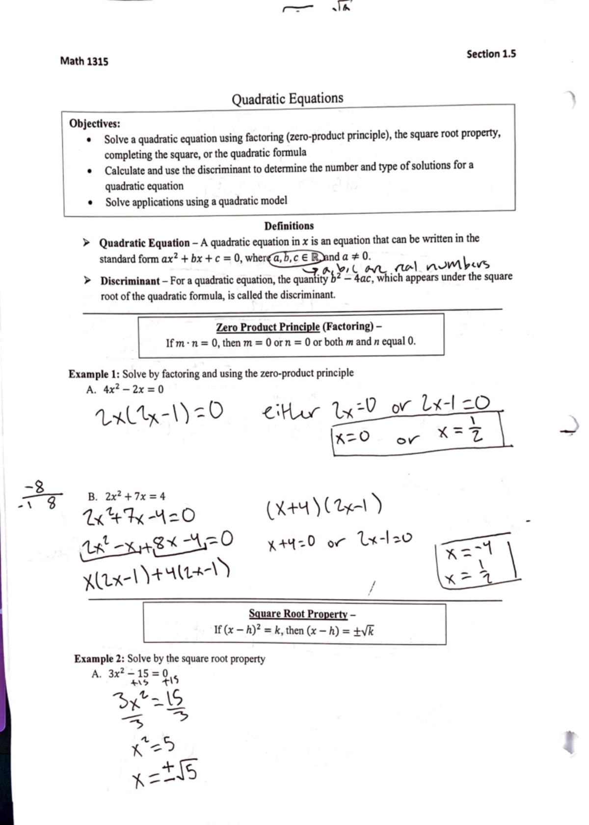 1-5-notes-quadratic-equations-math-1315-section-1-quadratic