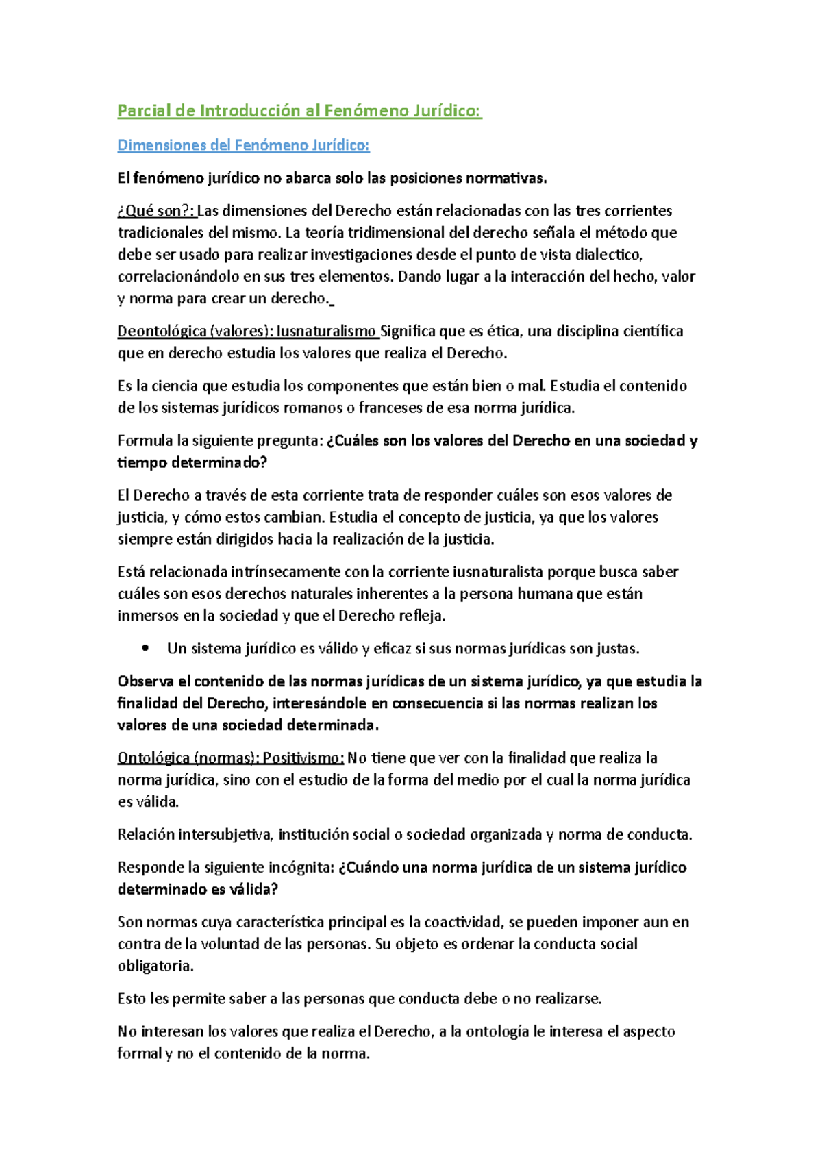 Parcial de Introducción al Fenómeno Jurídico 1 1 1 - Parcial de ...