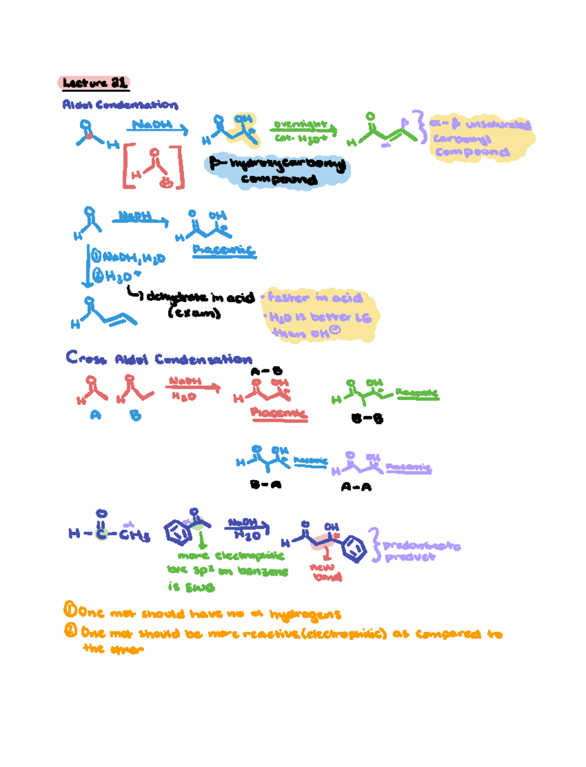 Lecture 21 - Professor Shabbir. OCHEM 2 - Lecture 21 Aldol Condensation ...