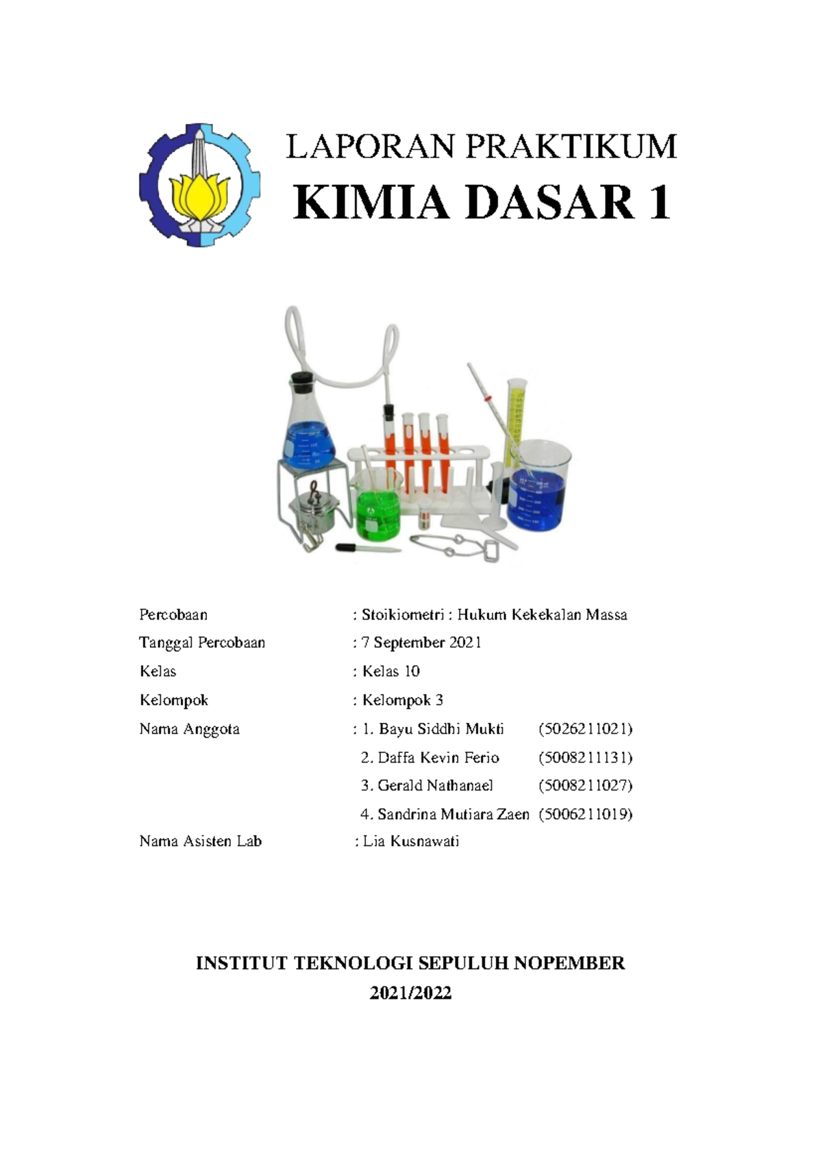 Jurnal Percobaan 2 Kelompok 3 Kimia 10 - LAPORAN PRAKTIKUM KIMIA DASAR ...