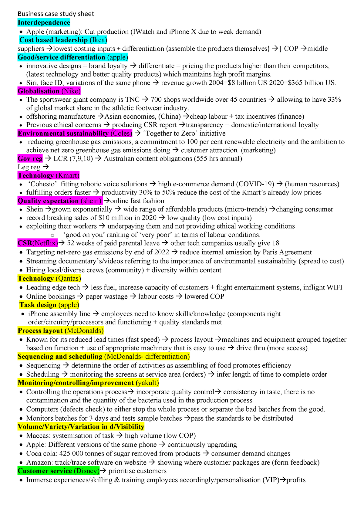 operations case study framework