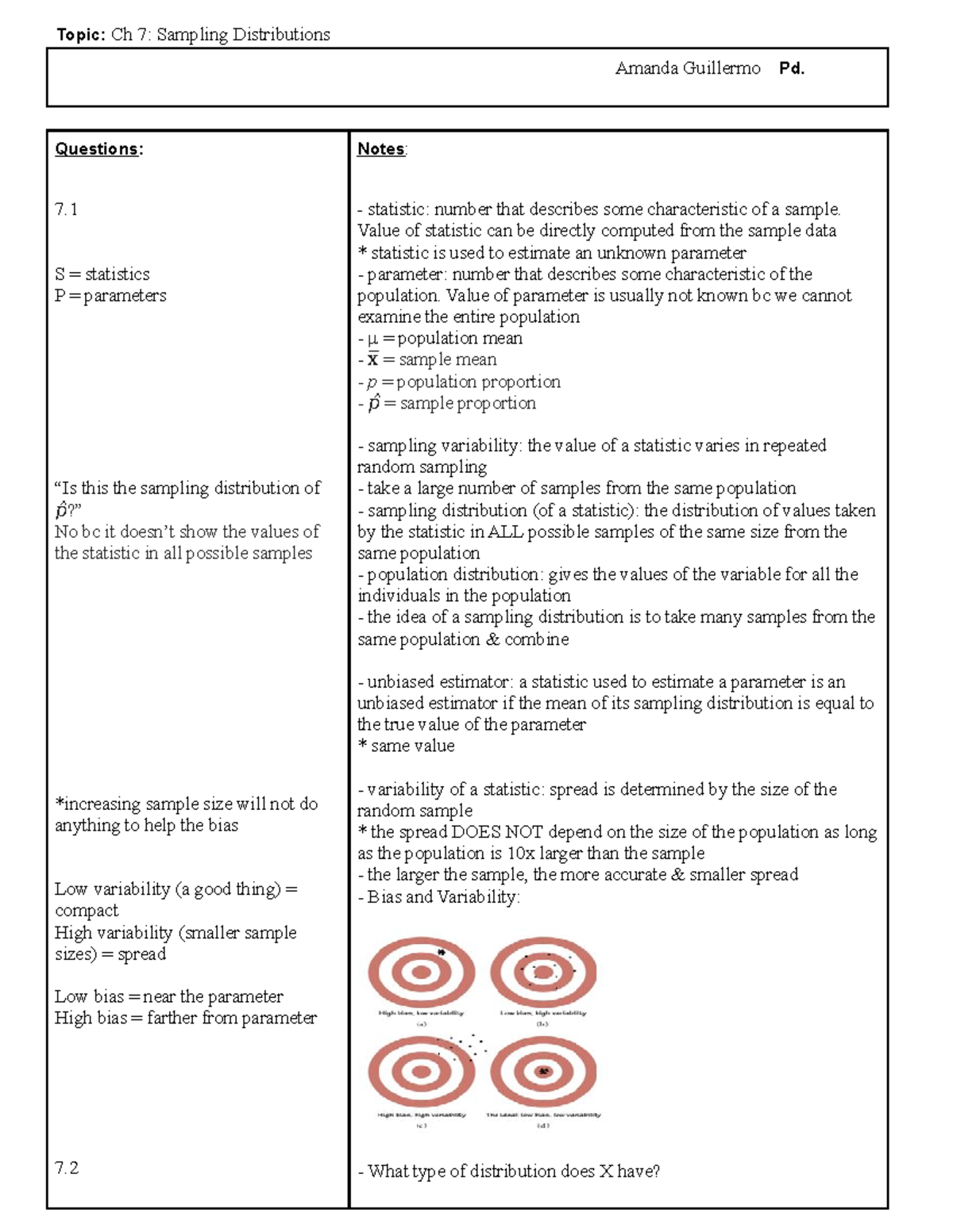 Ch 7 Sampling Distributions - Topic: Ch 7: Sampling Distributions ...