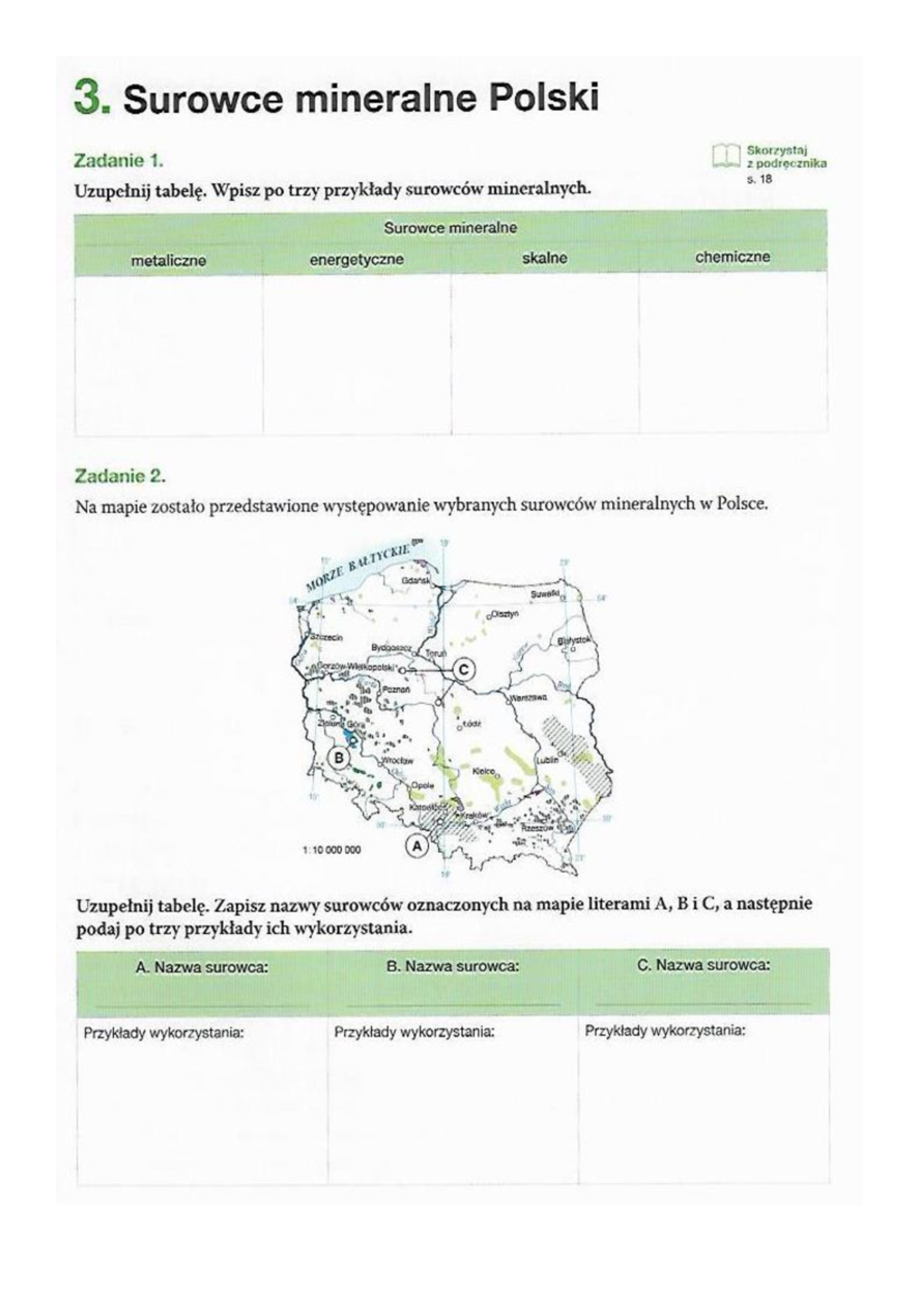 Surowce Mineralne W Polsce Kl 1 Gim Sprawdzian