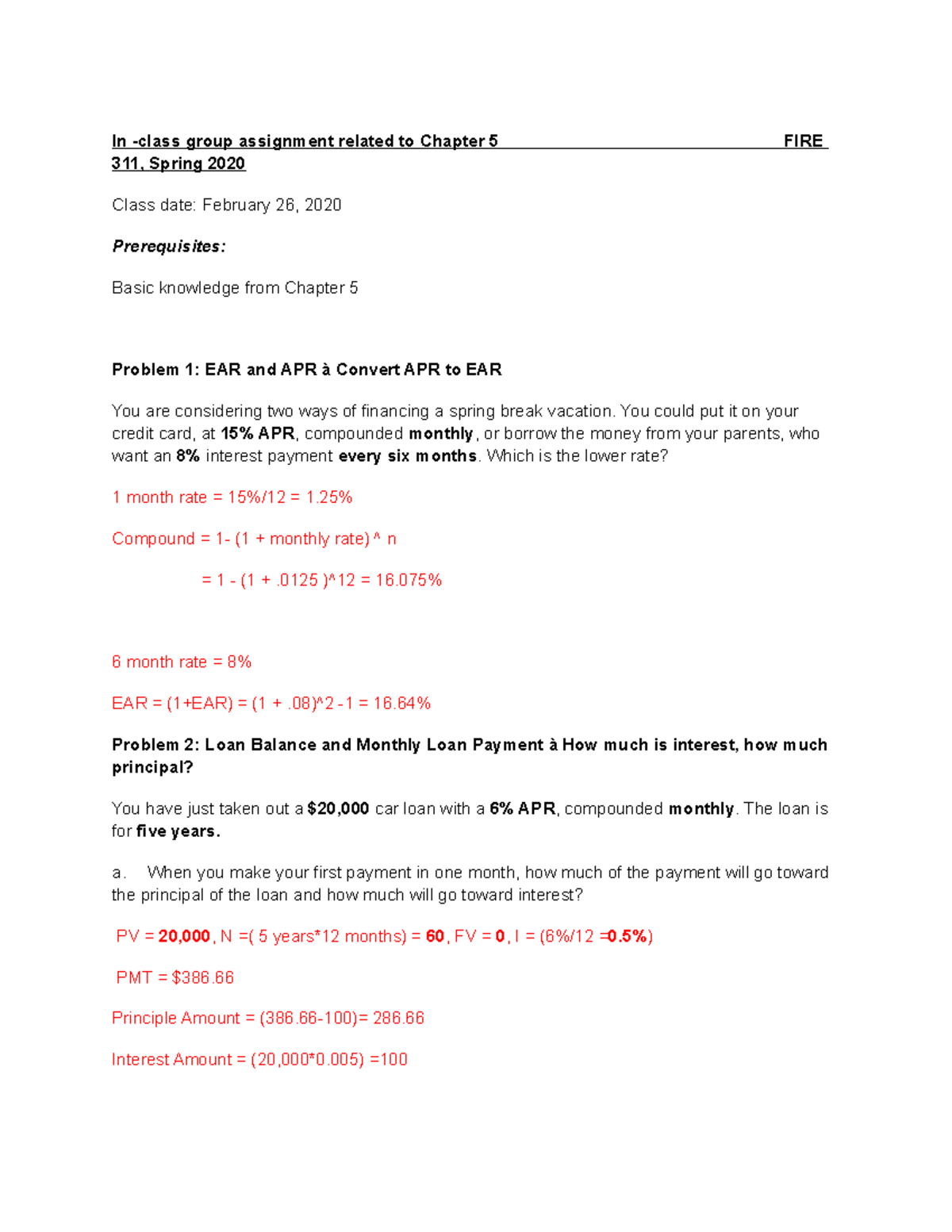 FIRE 311 - Chapter 5 Class Work - Group - In -class group assignment ...