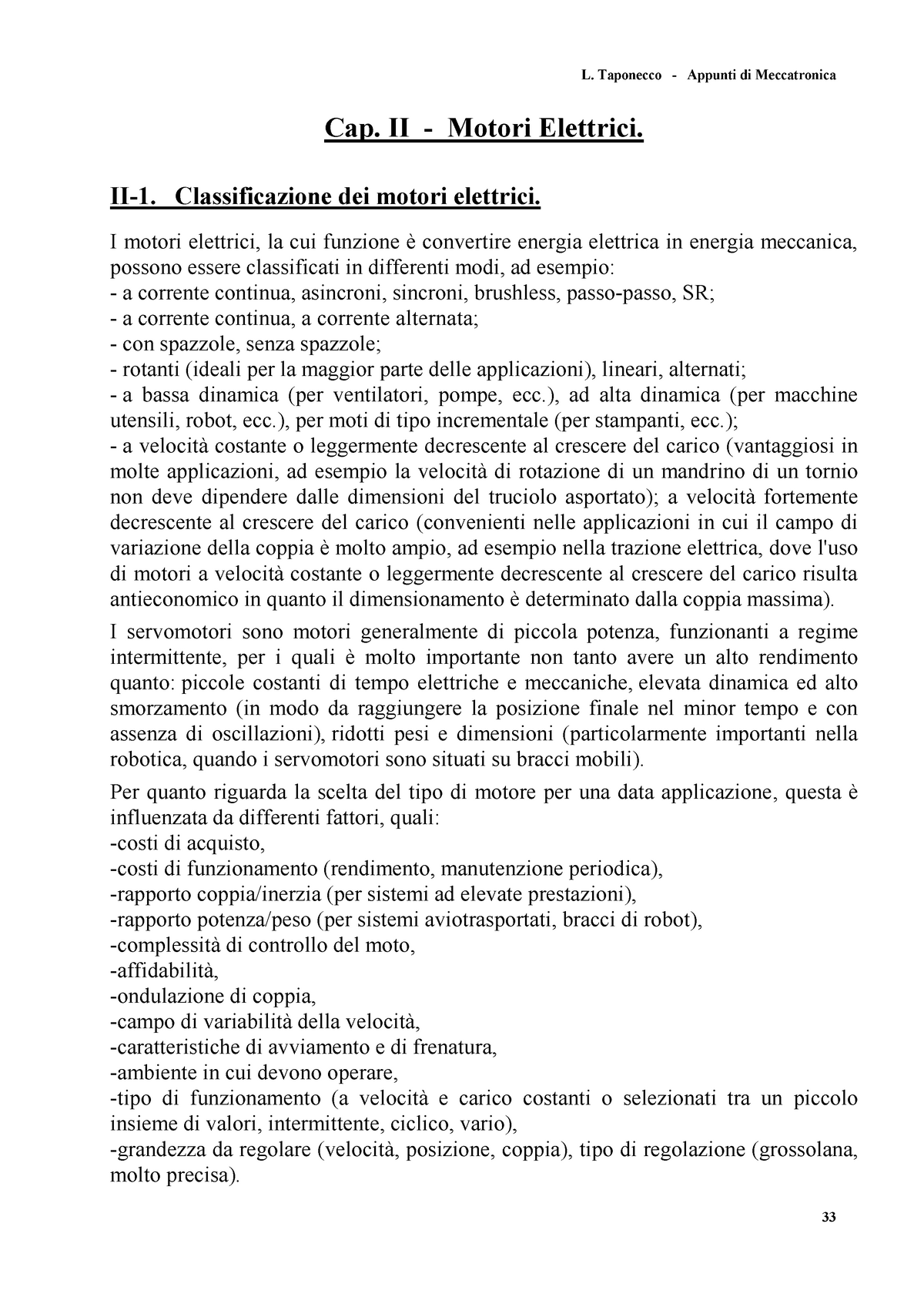 Cap. II - Motori Elettrici, Motori in corrente continua..etc - Cap. II - Motori  Elettrici. I motori - Studocu