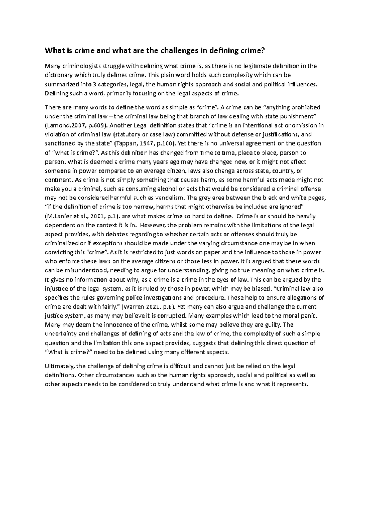 What is crime and what are the challenges in defining crime - This ...