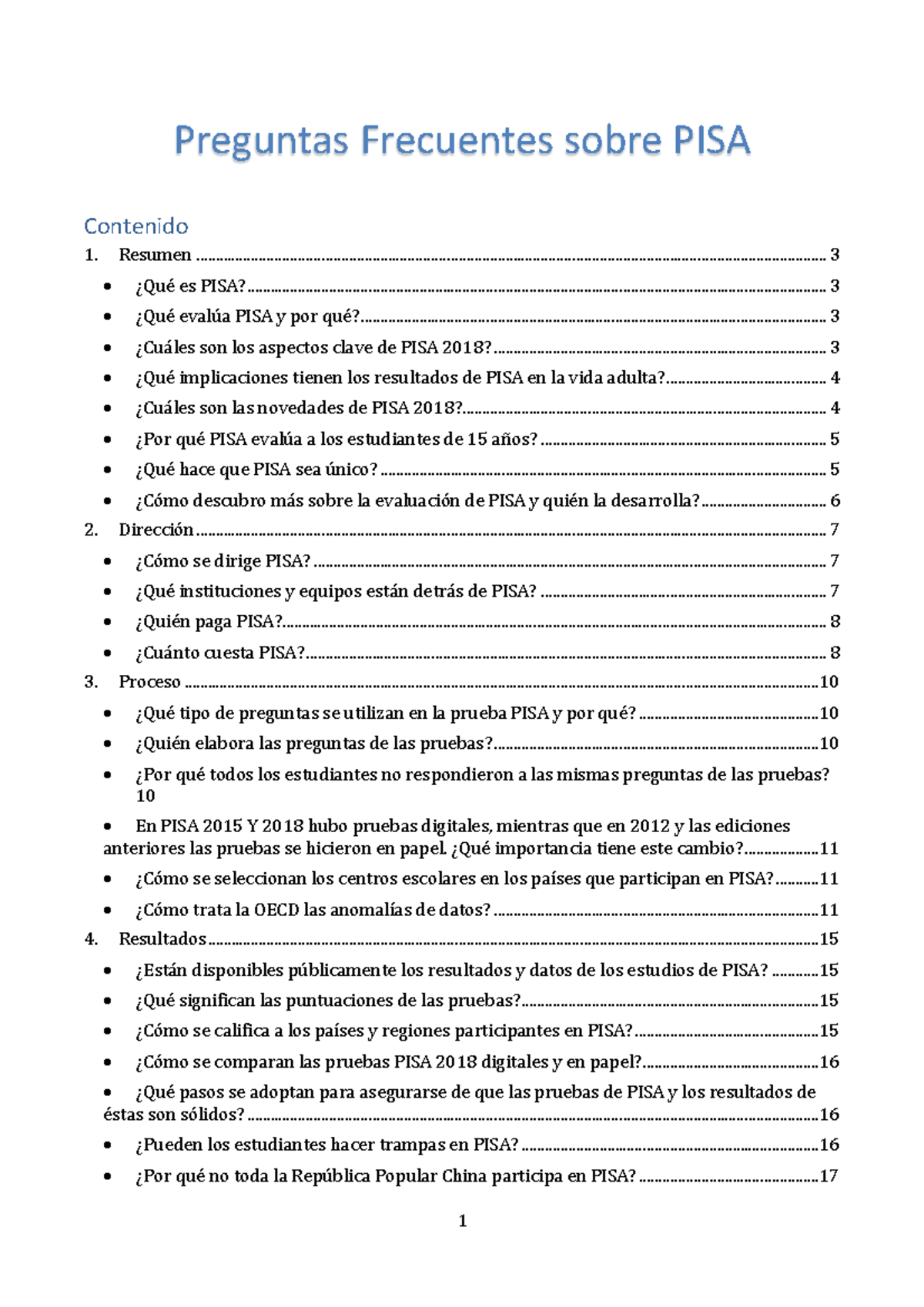 11.- PISA- Evaluaciones - Preguntas Frecuentes Sobre PISA Resumen ...