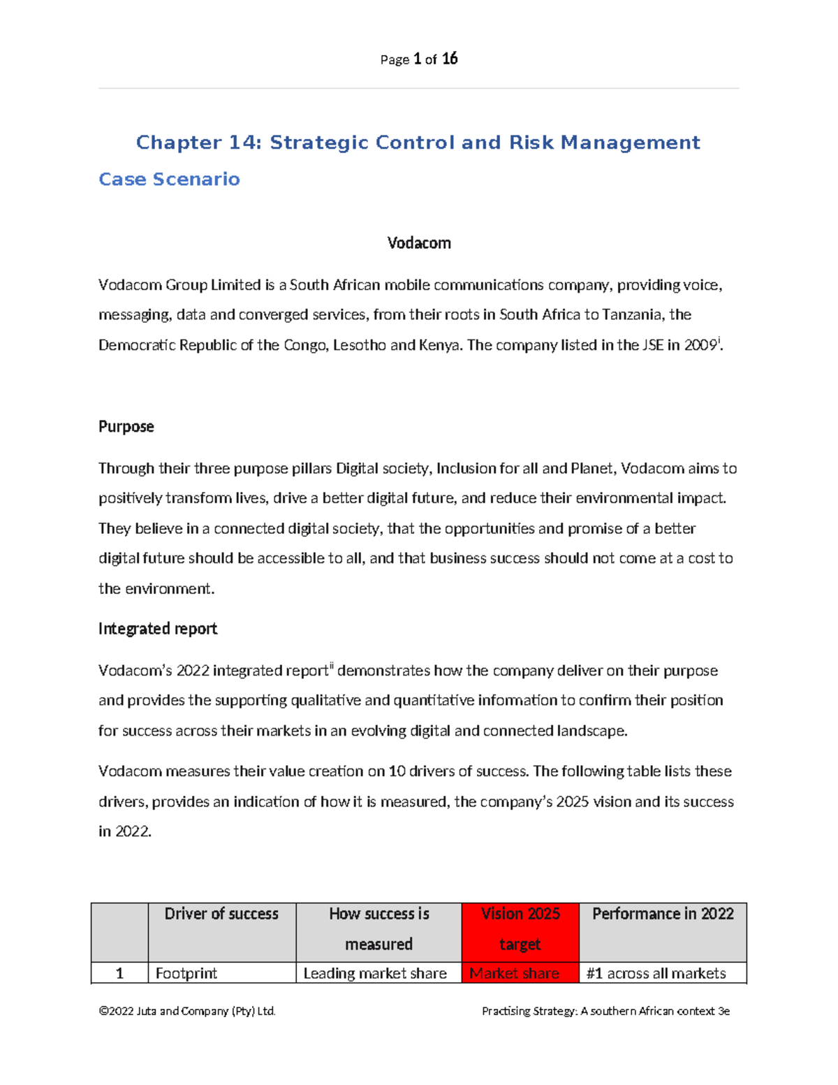 Chapter 14 - Notes - Chapter 14: Strategic Control and Risk Management ...