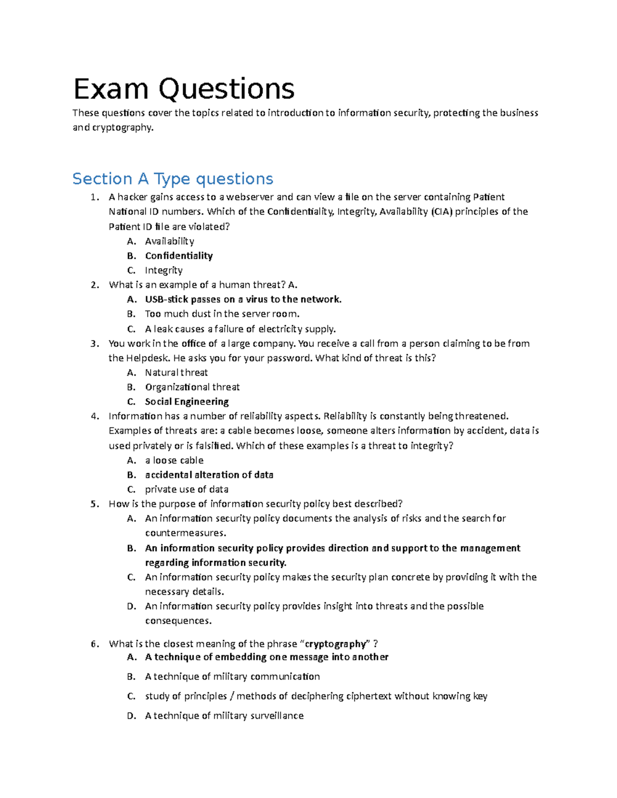 Business process management exam questions - business process modelling ...