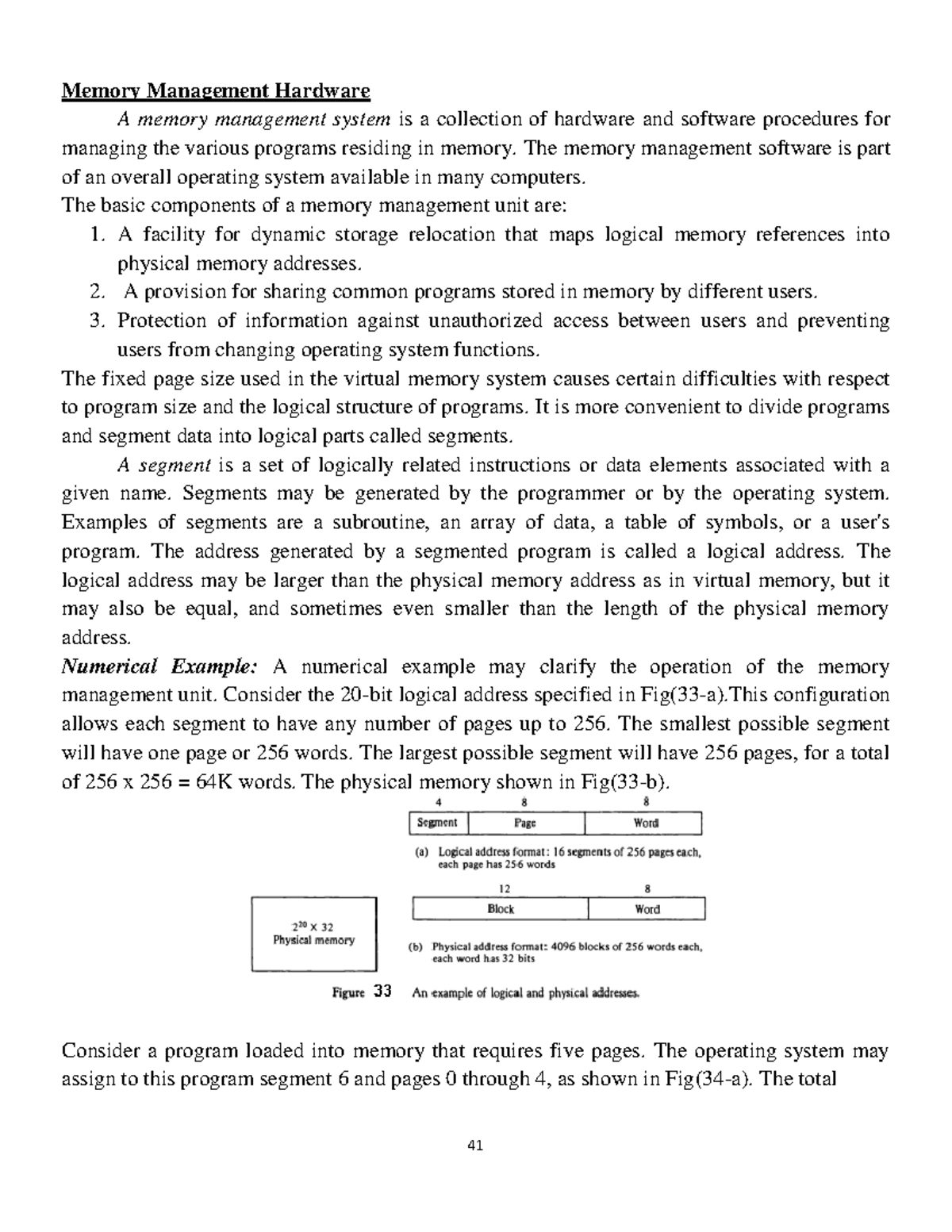 Computer architecture4165 Memory Management Hardware A memory