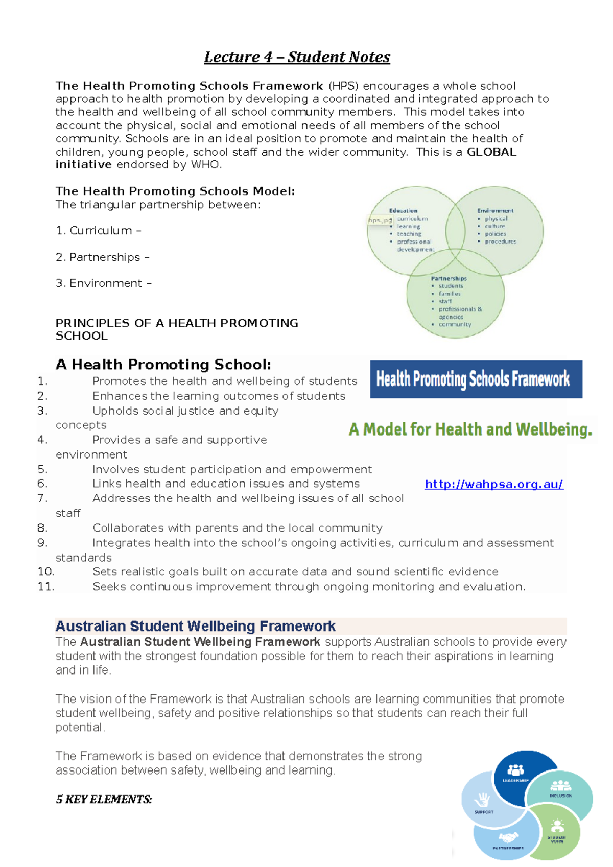 Lecture 1 Physical Education Notes - Lecture 4 – Student Notes The ...