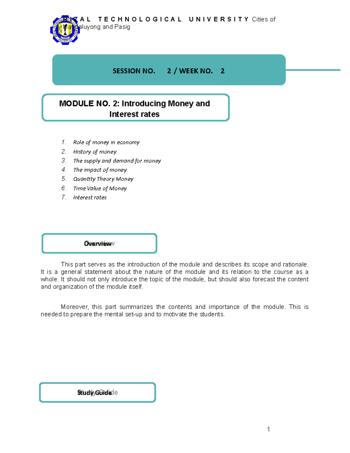 Chapter 2 - Introducing Money and Interest rates - Mandaluyong and ...