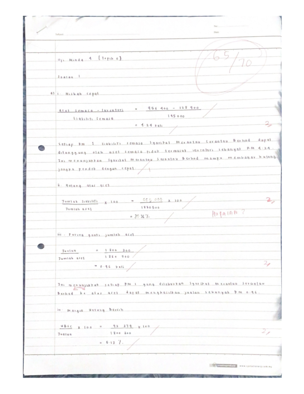 Aset semasa - Mathematics 1 - Studocu