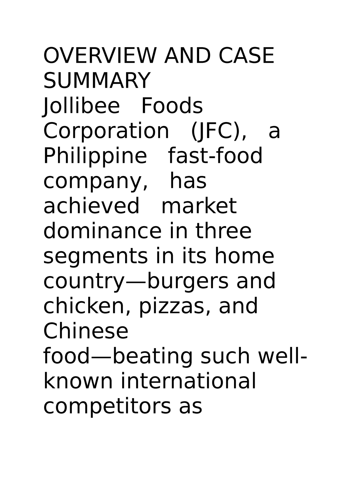 jollibee foods corporation (jfc case study answers)