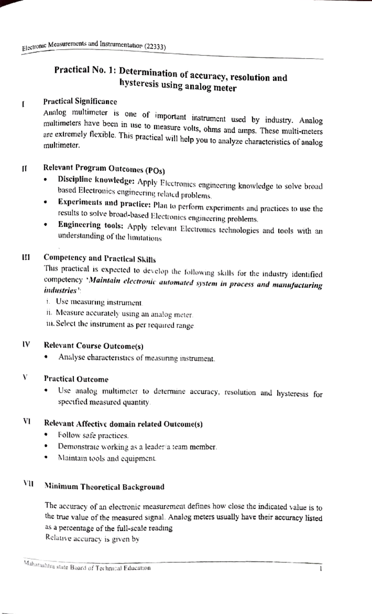 EMI Practical No. 1 - Elcctronic Measurements and Instrumentatior ...