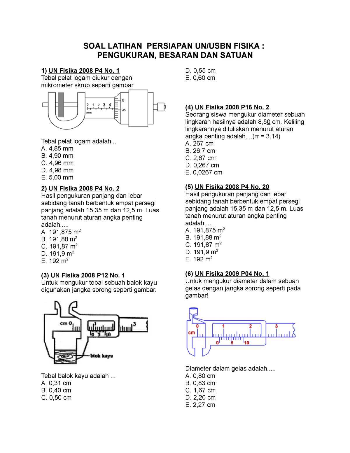 443720296 Besaran DAN Satuan Docx - SOAL LATIHAN PERSIAPAN UN/USBN ...