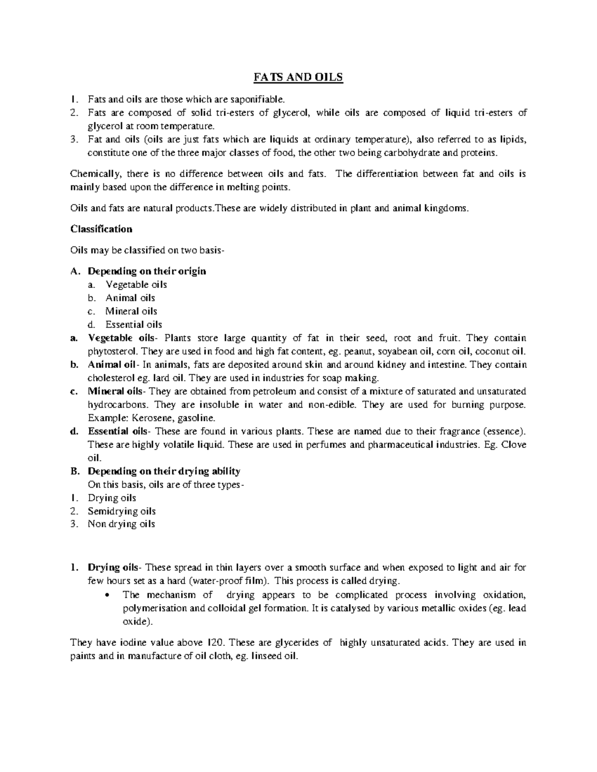FATS AND OILS Introduction and Chemistry 1st FATS AND OILS Fats and