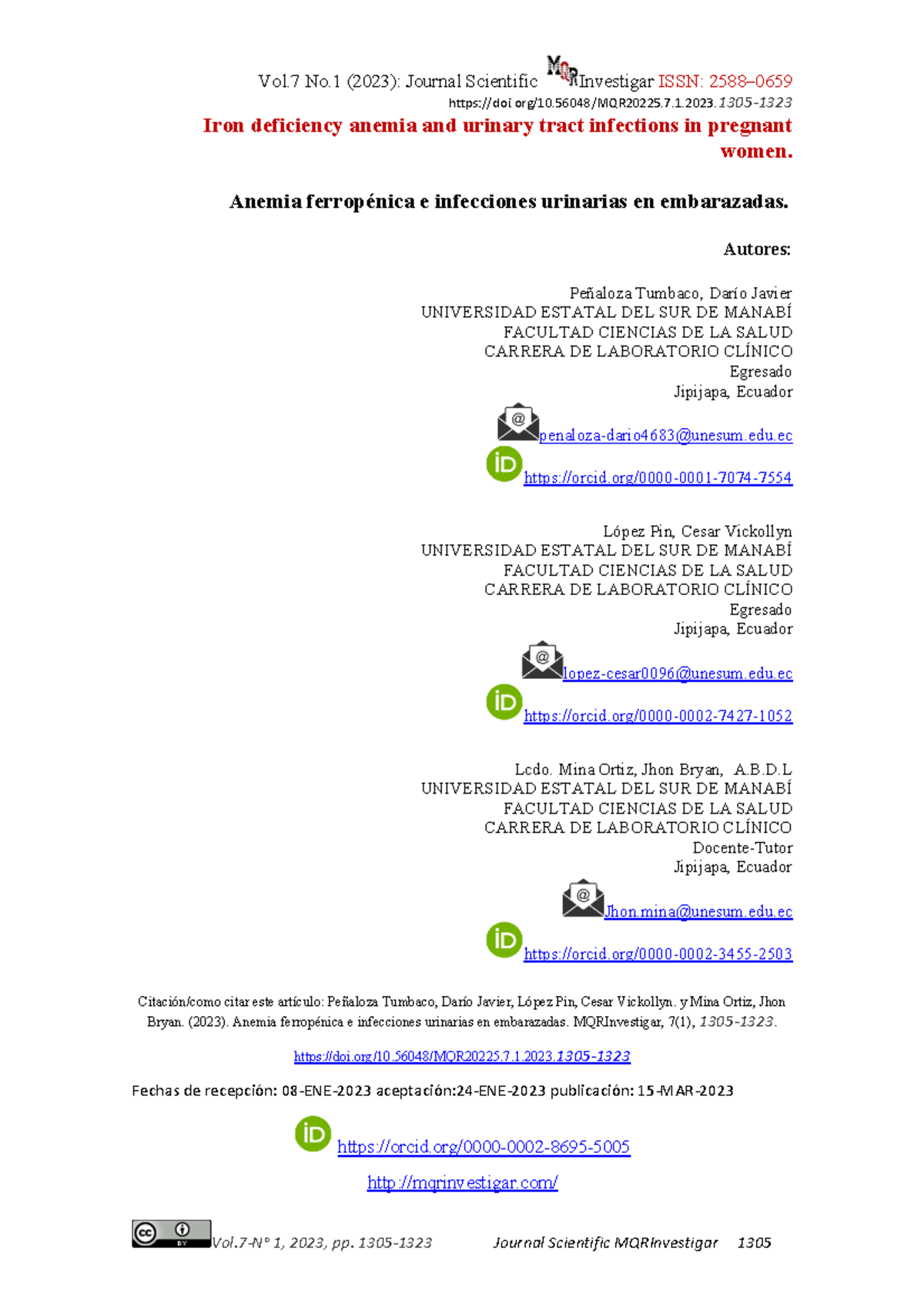 infecciones vias urinarias doi/10.56048/MQR20225.7.1.2023.1305 Iron