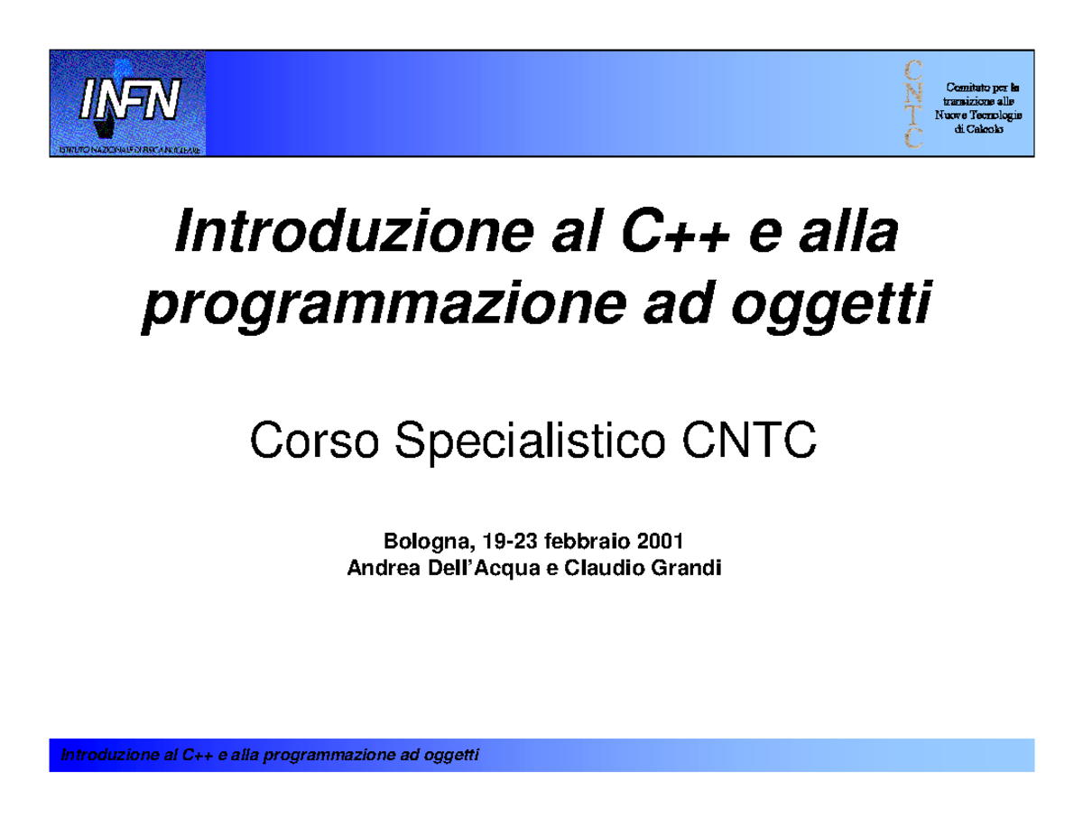 Oocpp guide for cpp for sw development - Introduzione al C++ e alla ...