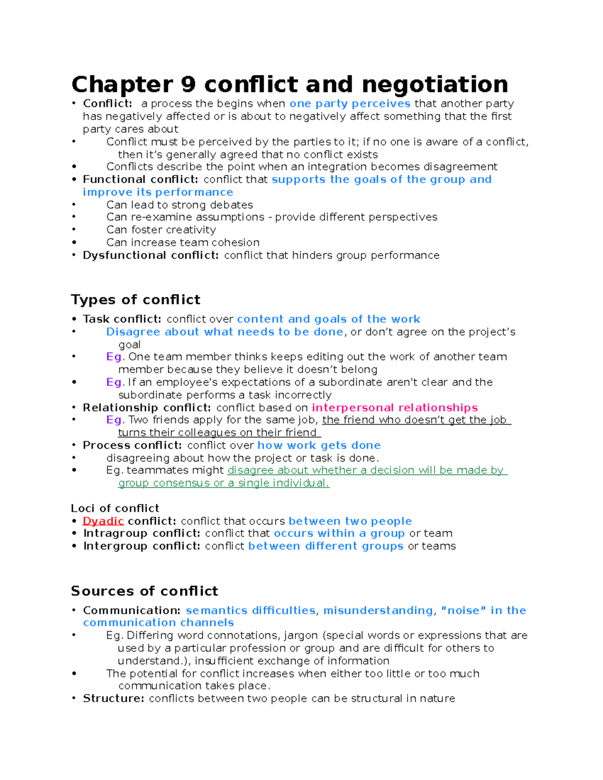 Bus 272 Chapter 9 Key Words -1 - Chapter 9 Conflict And Negotiation ...