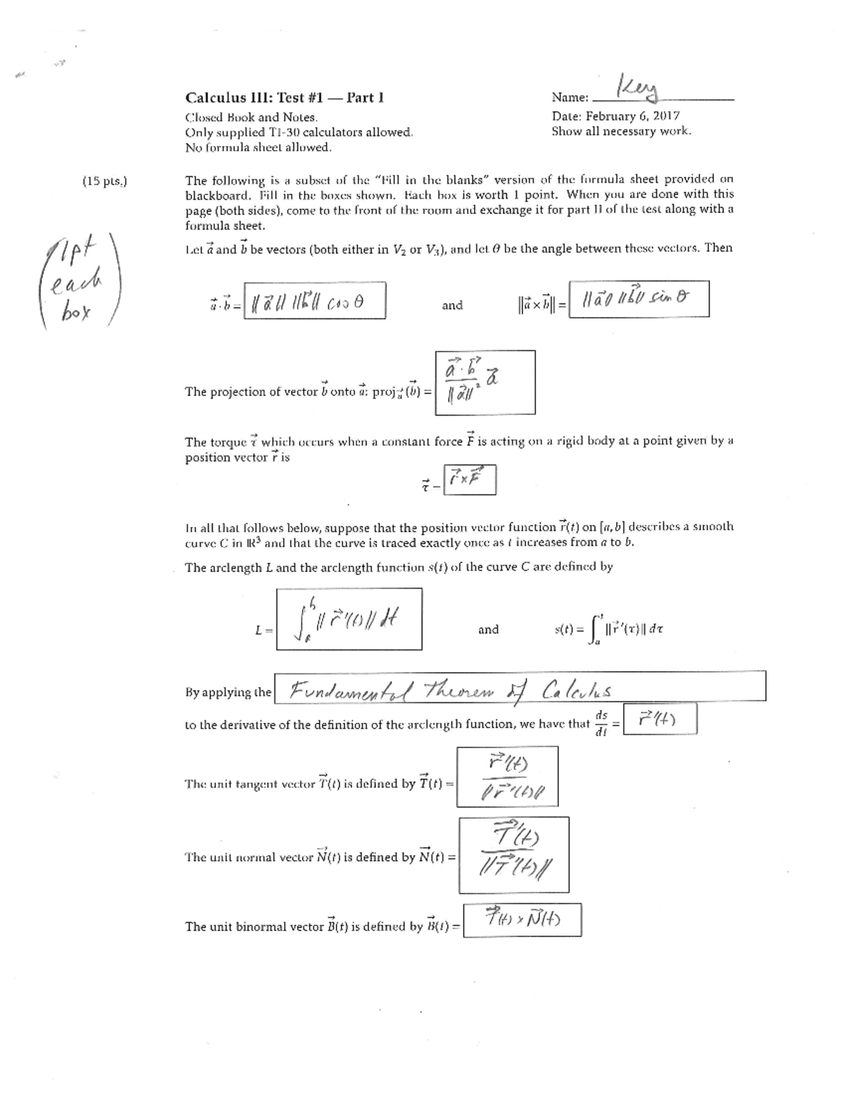 Test 1 Spring 2017 Feb Key - MATH 251 - Studocu