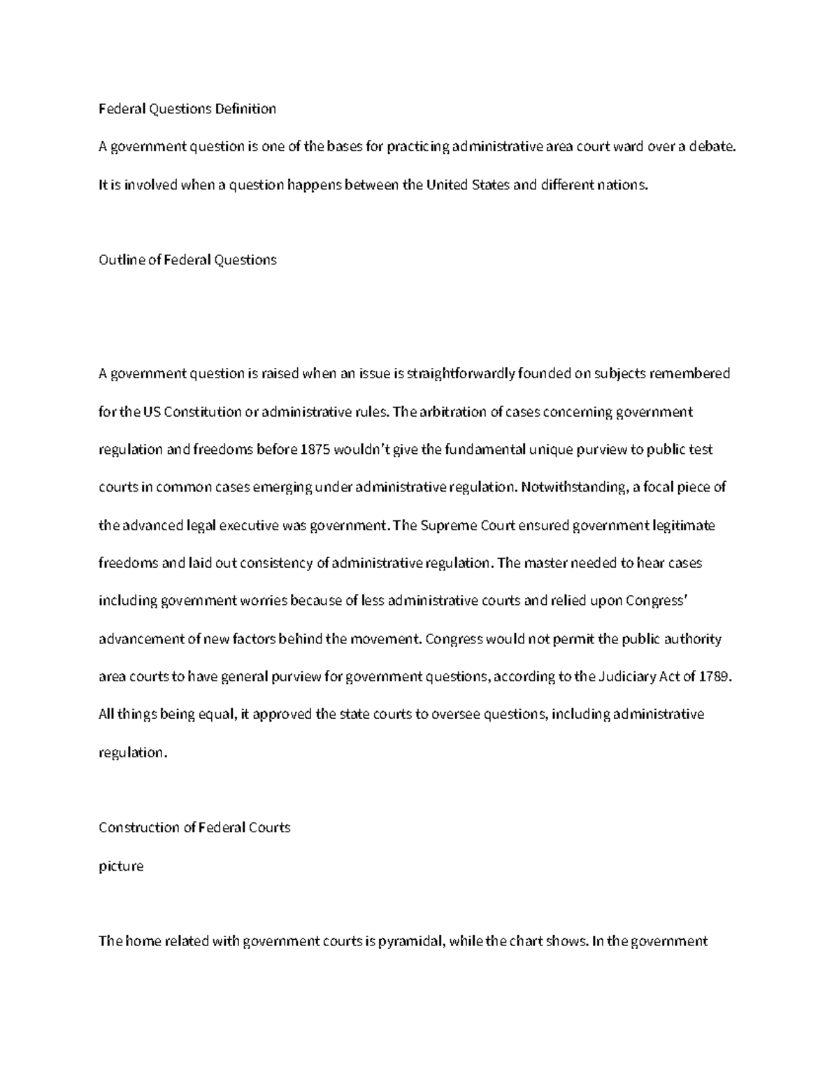 BUS Federal Questions FALL20 Notes - Federal Questions Definition A ...
