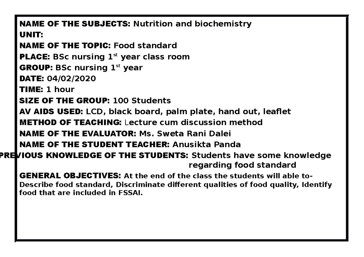 How Many Types Of Food Standards Are There