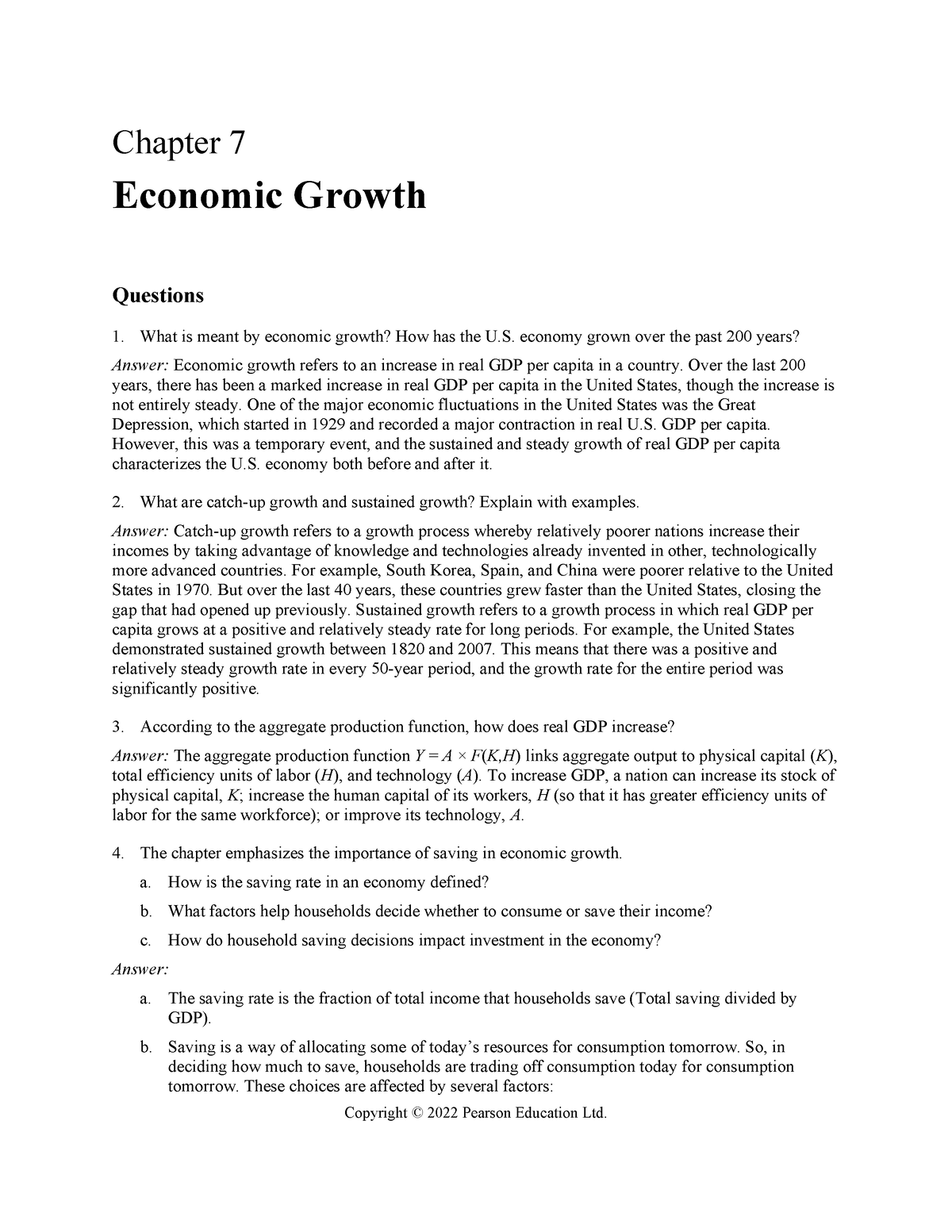 economic growth essay questions