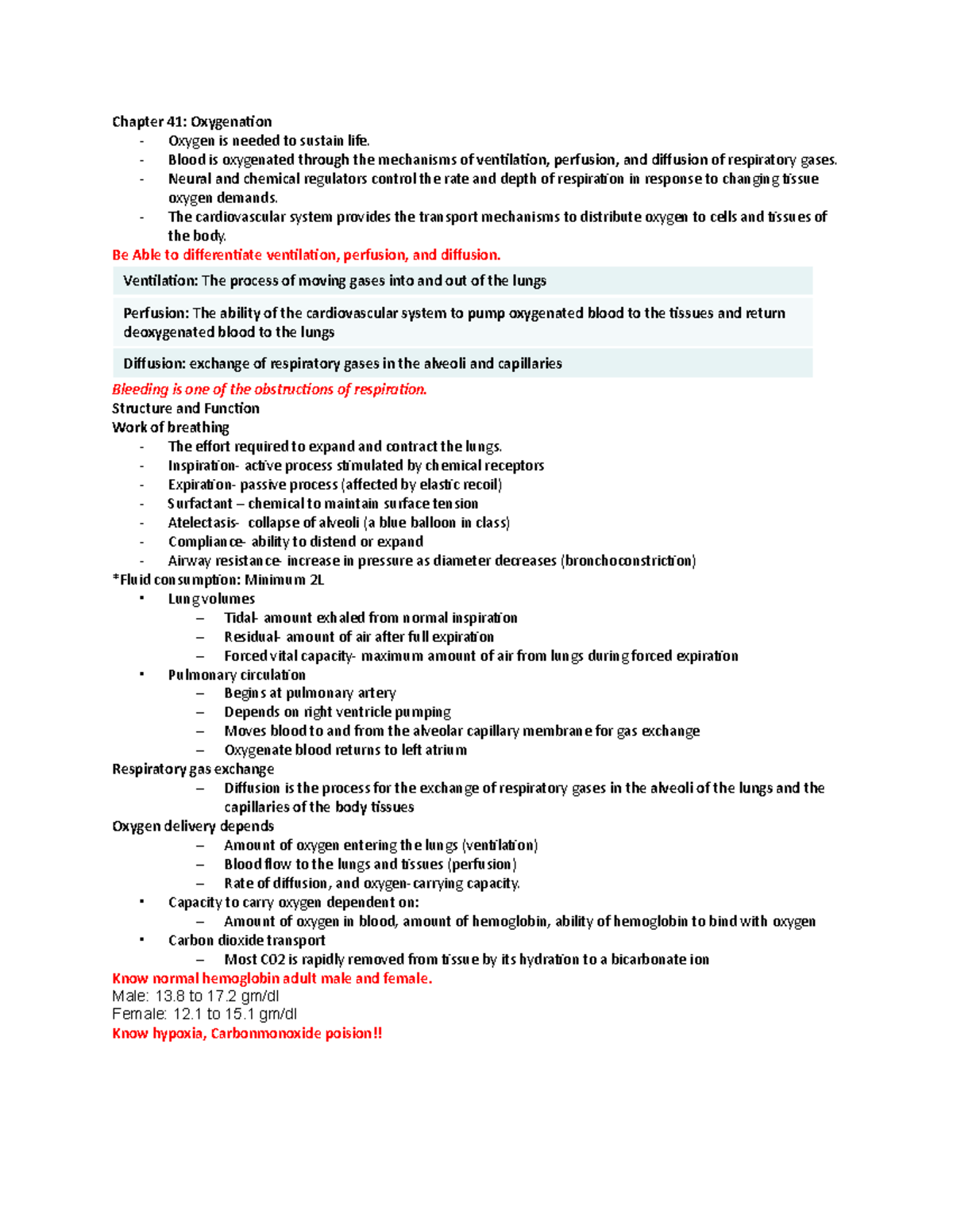 Module 4 - Chapter 41: Oxygenation - Oxygen Is Needed To Sustain Life ...