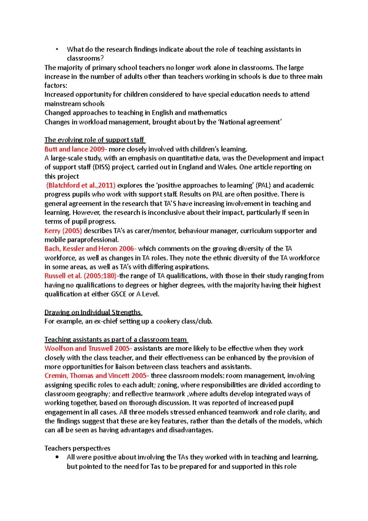 the role of teaching assistants. - BathSpa - Studocu