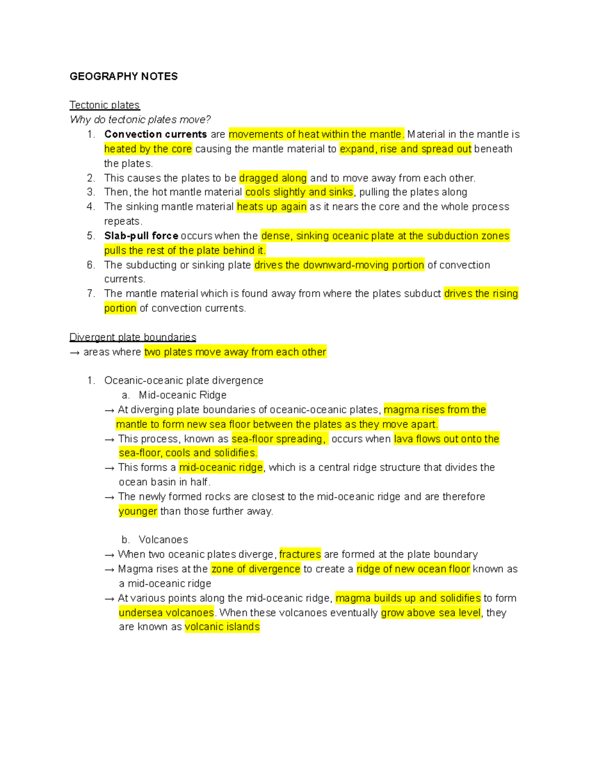 Geog tectonic plates notes - GEOGRAPHY NOTES Tectonic plates Why do ...