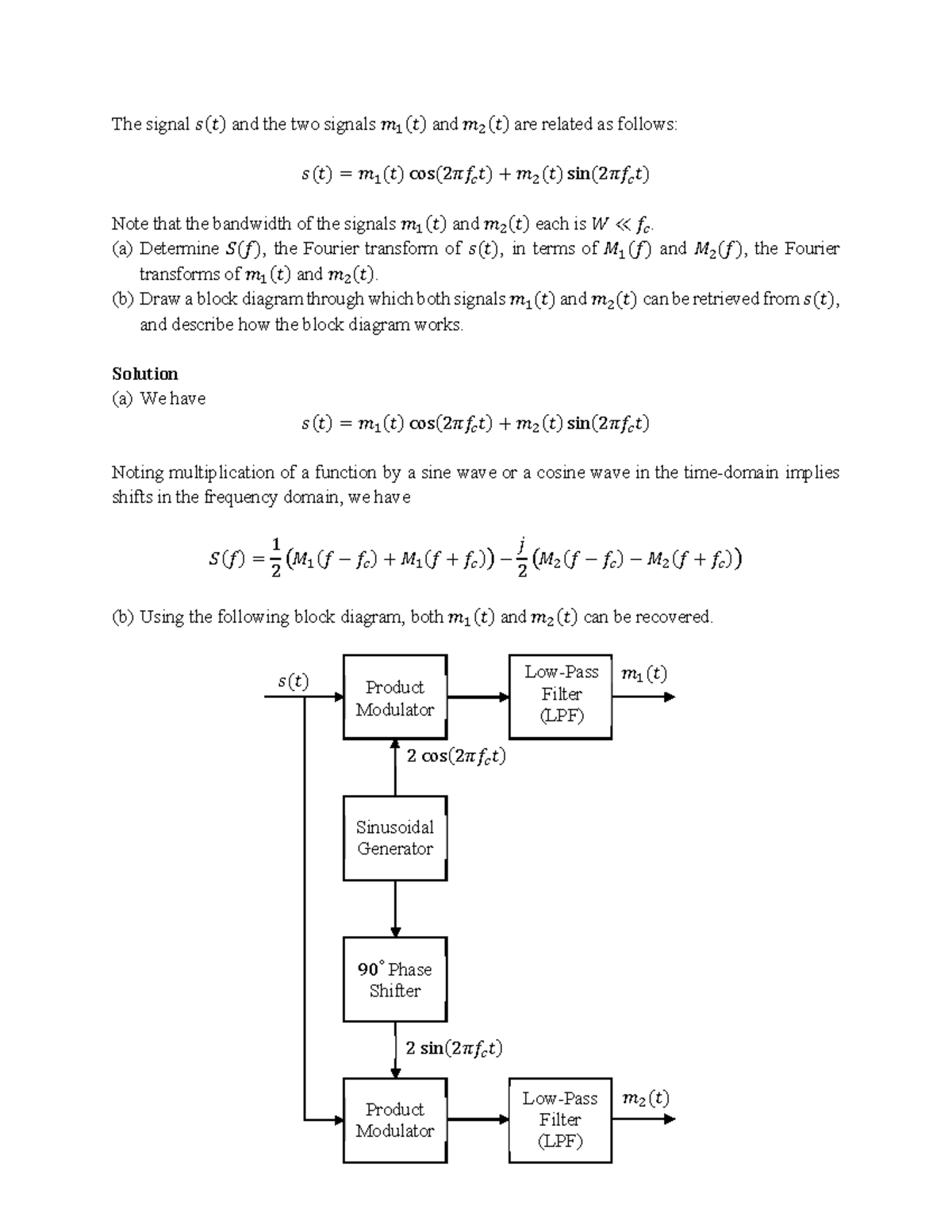 Solutions to Test-1 3 - The signal 𝑠ሺ𝑡ሻ and the two signals 𝑚ଵሺ𝑡ሻ and 𝑚 ...