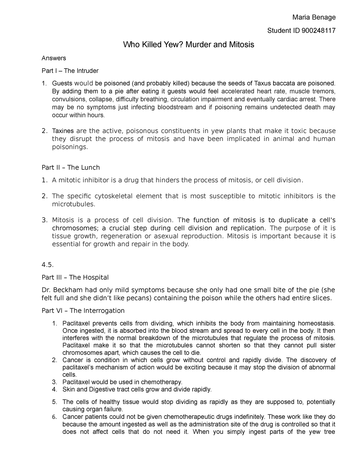 who killed yew case study answer key