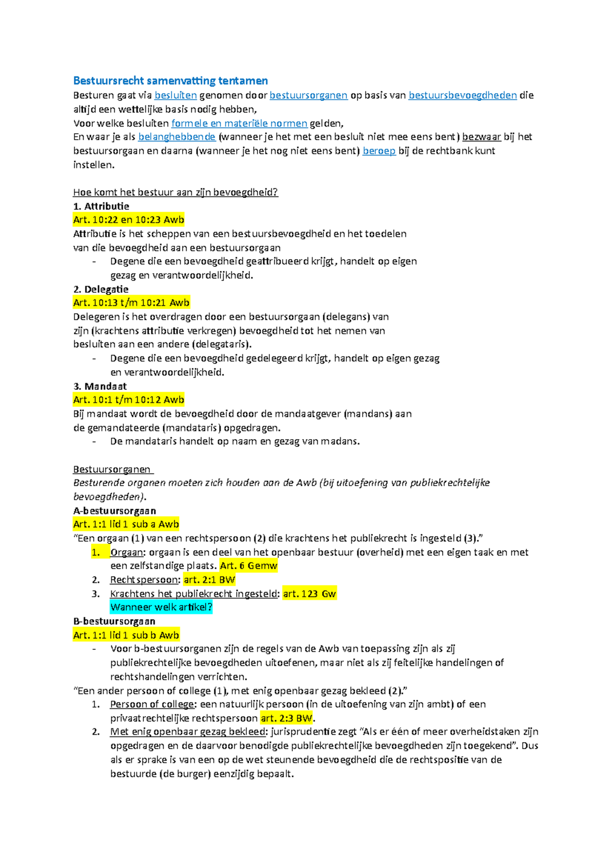 Bestuursrecht Samenvatting Tentamen - Bestuursrecht Samenvatting ...