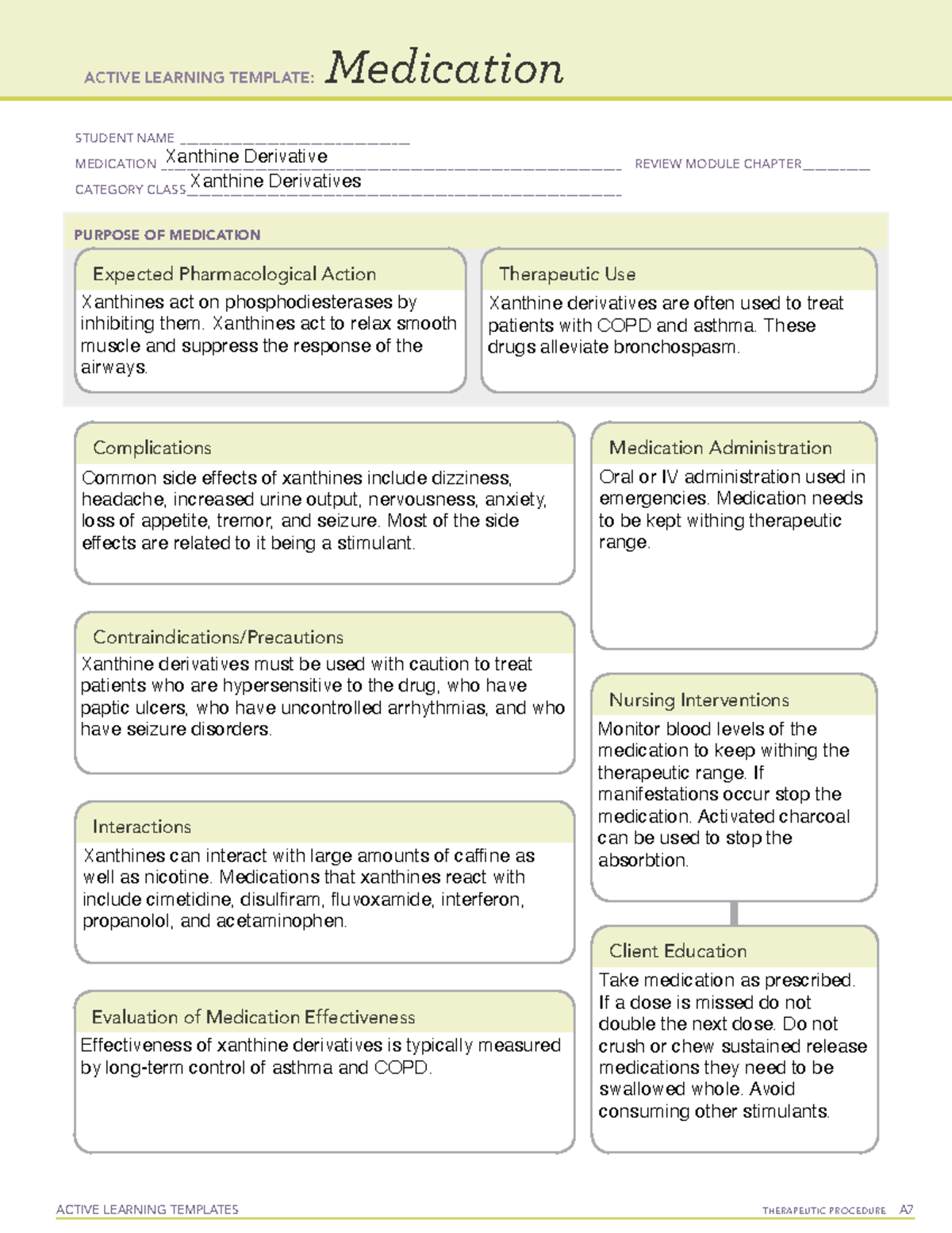 Template copy of Xanthine derivatives assignment - ACTIVE LEARNING ...