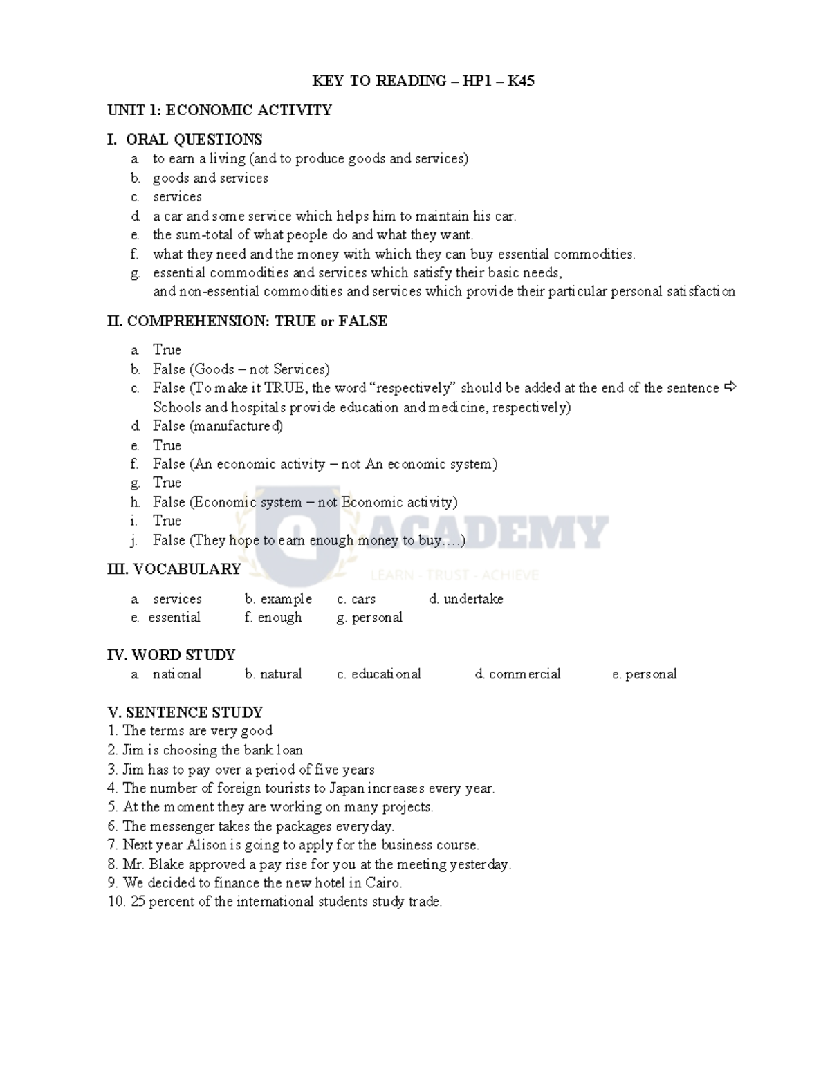 đáp án ket 1 test 2 reading and writing