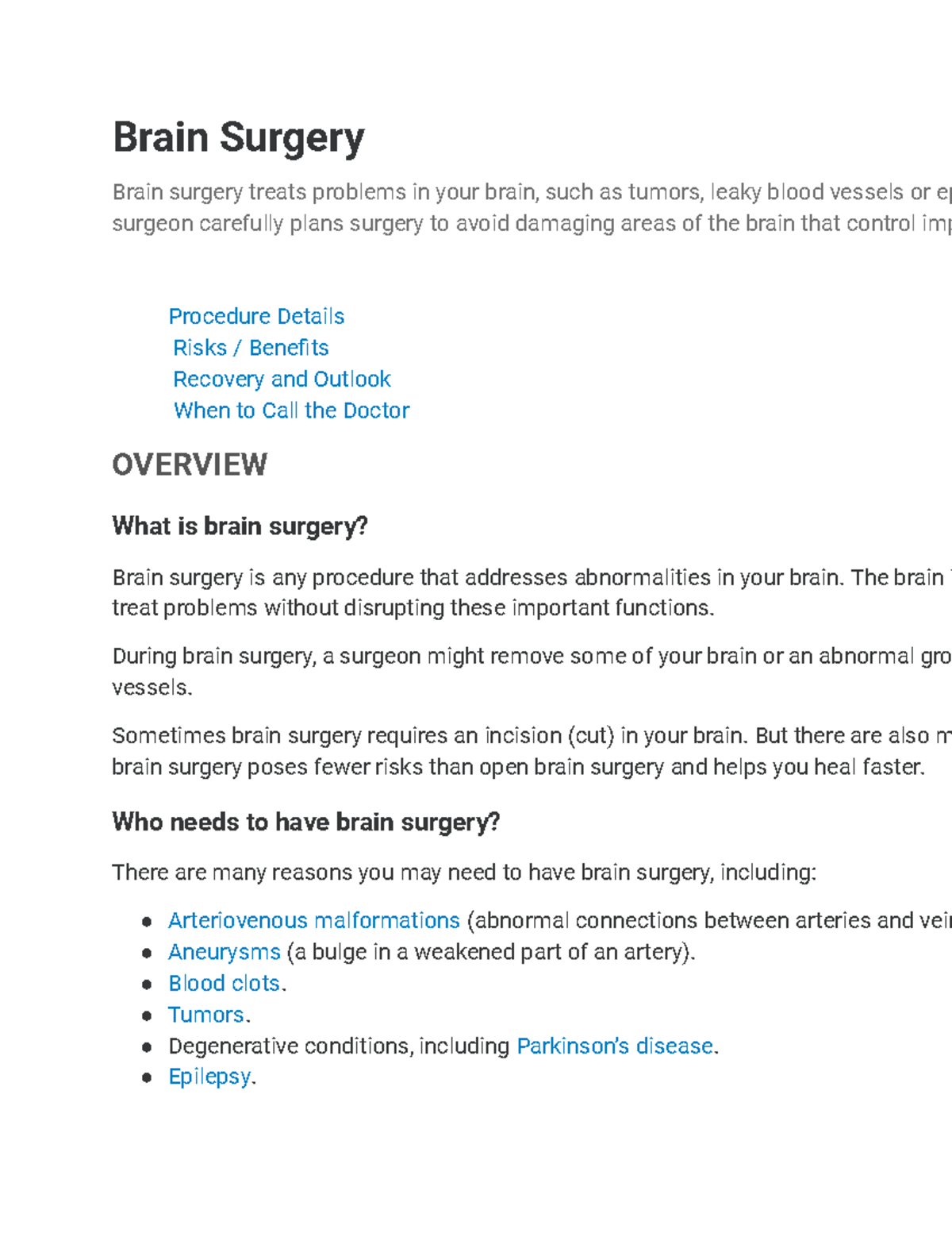 essay on brain surgery