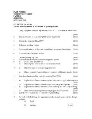 Computer Studies PP1 END TERM 1 EXAM 2020 FORM 4 - ARABUKO FOREST HIGH ...